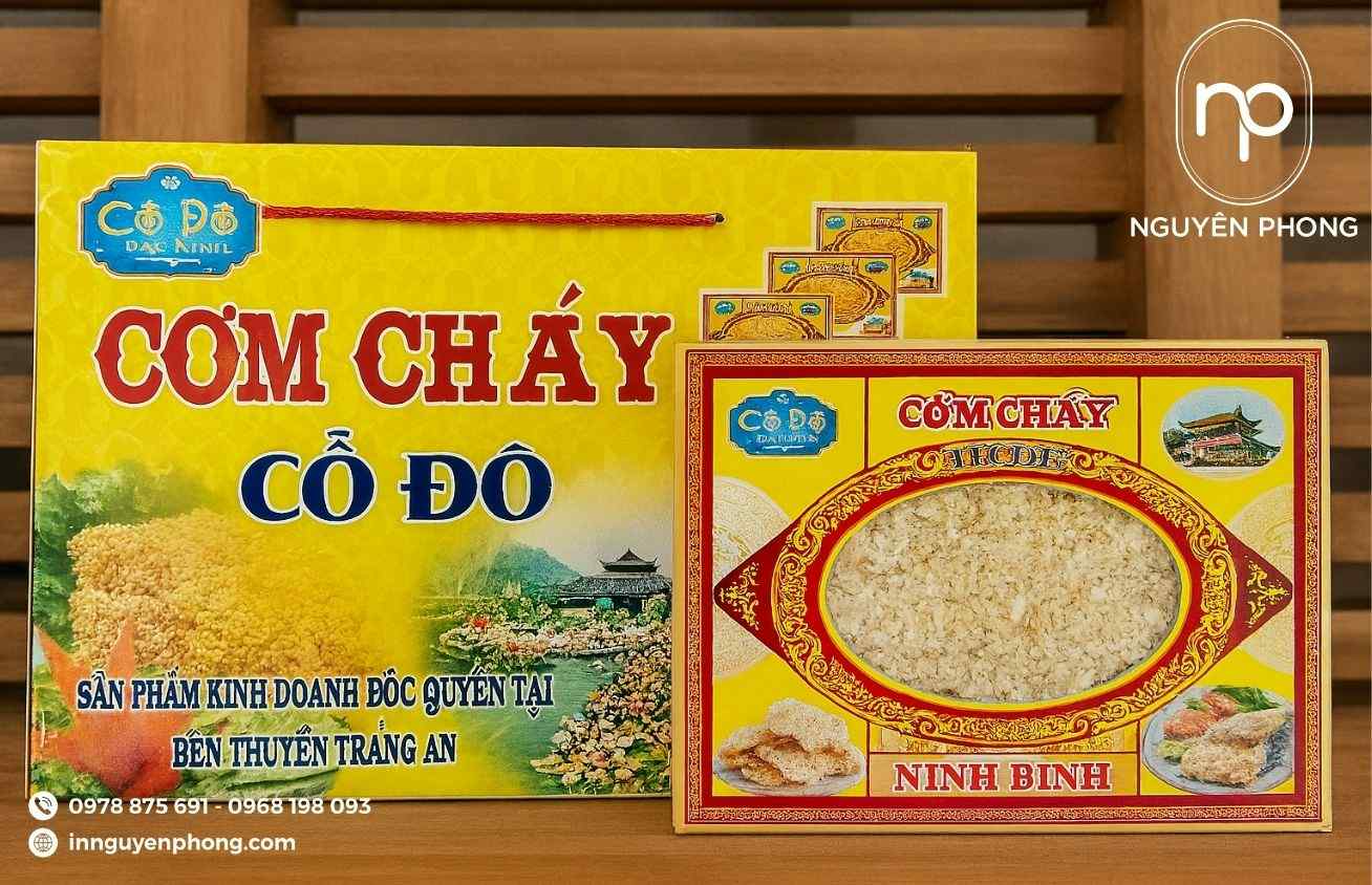 Mẫu hộp đựng cơm cháy cán màng mica